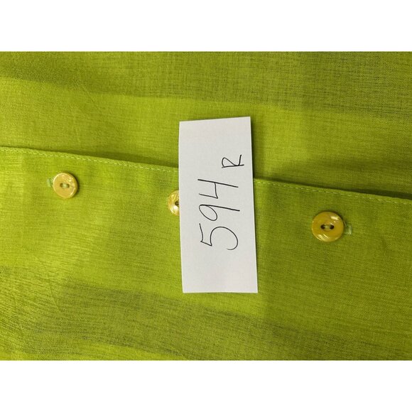 Klassy Womens Lime Button-Up Collared Blouse 3/4 Sleeve Lightweight Sheer Small - Picture 8 of 9